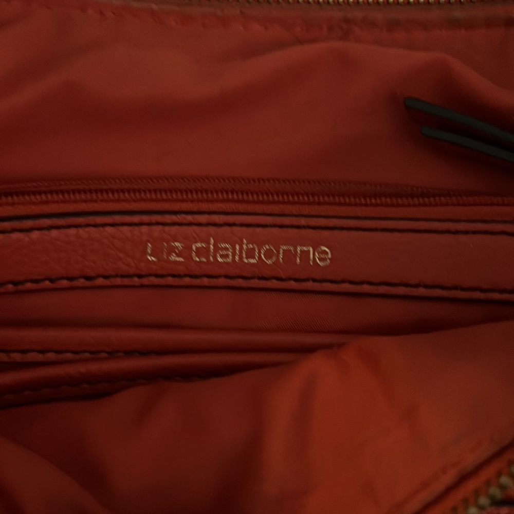 Liz Claiborne Orange Shoulder Bag Zipper Top Closure - Picture 10 of 16